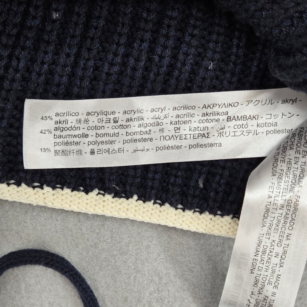 Zara Contrast Trim Open Back Knit Crop Top Sweater Navy Blue White Size Large - Picture 5 of 8
